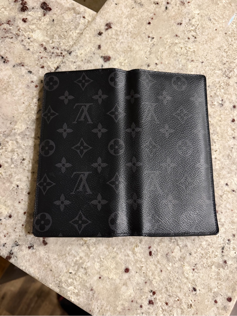 Men's Black Monogram Leather Passport Holder